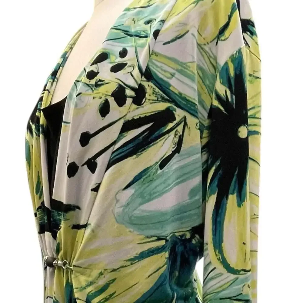 Y2K Floral Print Draped Cardigan Top